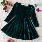 2025 Red Christmas Dress for Baby Girls Winter Long Sleeve Mesh Dresses for 3-8Yrs Kid Star Sequin Birthday Party Princess Dress