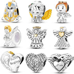 925 Silver Lucky Guardian Angel Dangle Beads Charm Women Fit Original Bracelet Necklace Original DIY Jewelry Making Gift