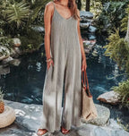 2023 AliExpress Europe and America New Jumpsuit Women's Cross border Summer Female Thread Backless Solid Color Sexy jumpsuit