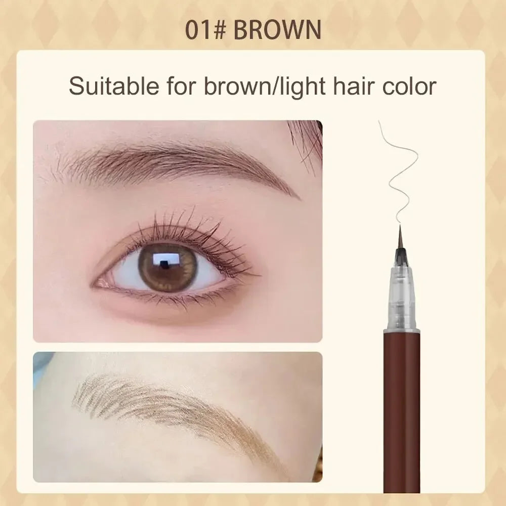 0.01mm Ultra Fine Liquid Eyebrow Pen Long Lasting Black Brown Waterproof Non-smudge Colorfast Natural Eye Brow Makeup Cosmetics