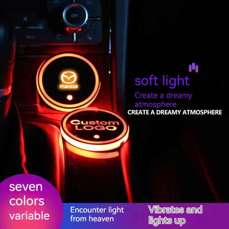2PCS Car LED Water Cup Mat Drink Holder For Mazda MS Speed CX4 Atenza Axela MX5 CX7 CX5 CX9 RX8 CX30 Bt50