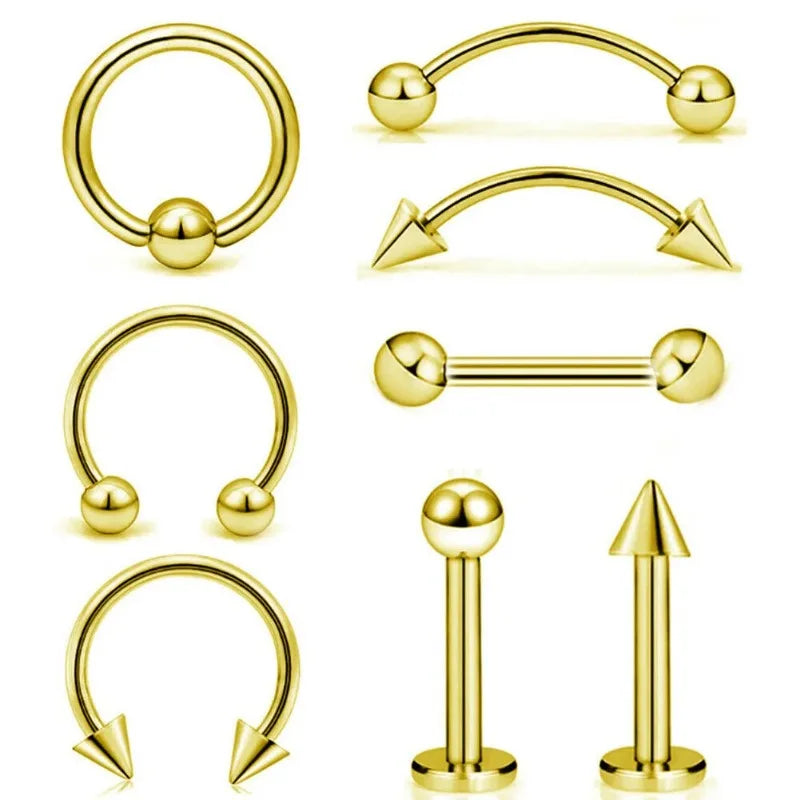 8Pcs Stainless Steel Eyebrow Rings, Lip Ring Nose Hoop Tongue Ring Septum Nose Piercing Jewelry Cartilage Tragus Earrings