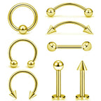 8Pcs Stainless Steel Eyebrow Rings, Lip Ring Nose Hoop Tongue Ring Septum Nose Piercing Jewelry Cartilage Tragus Earrings