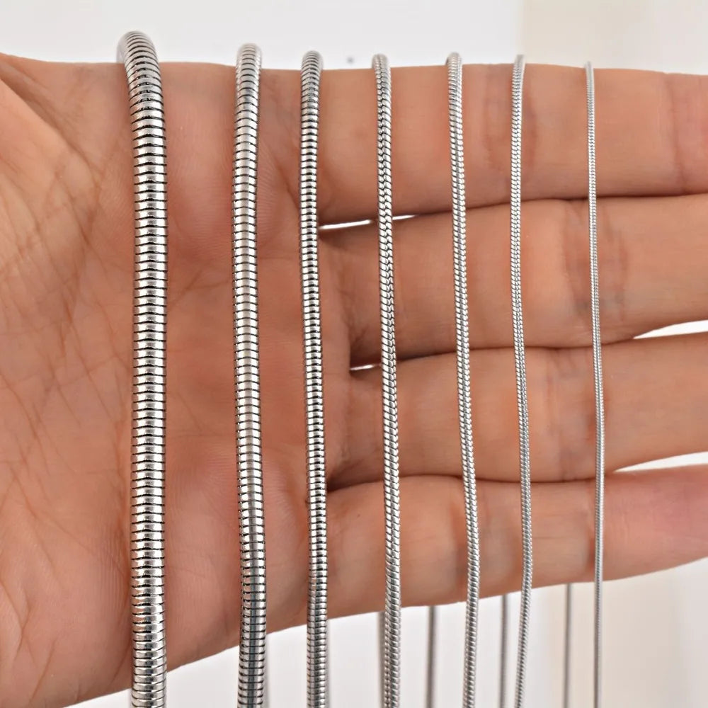 1 piece Stainless steel Round Snake Chain Pendant Necklace For Men Women Necklace Jewelry