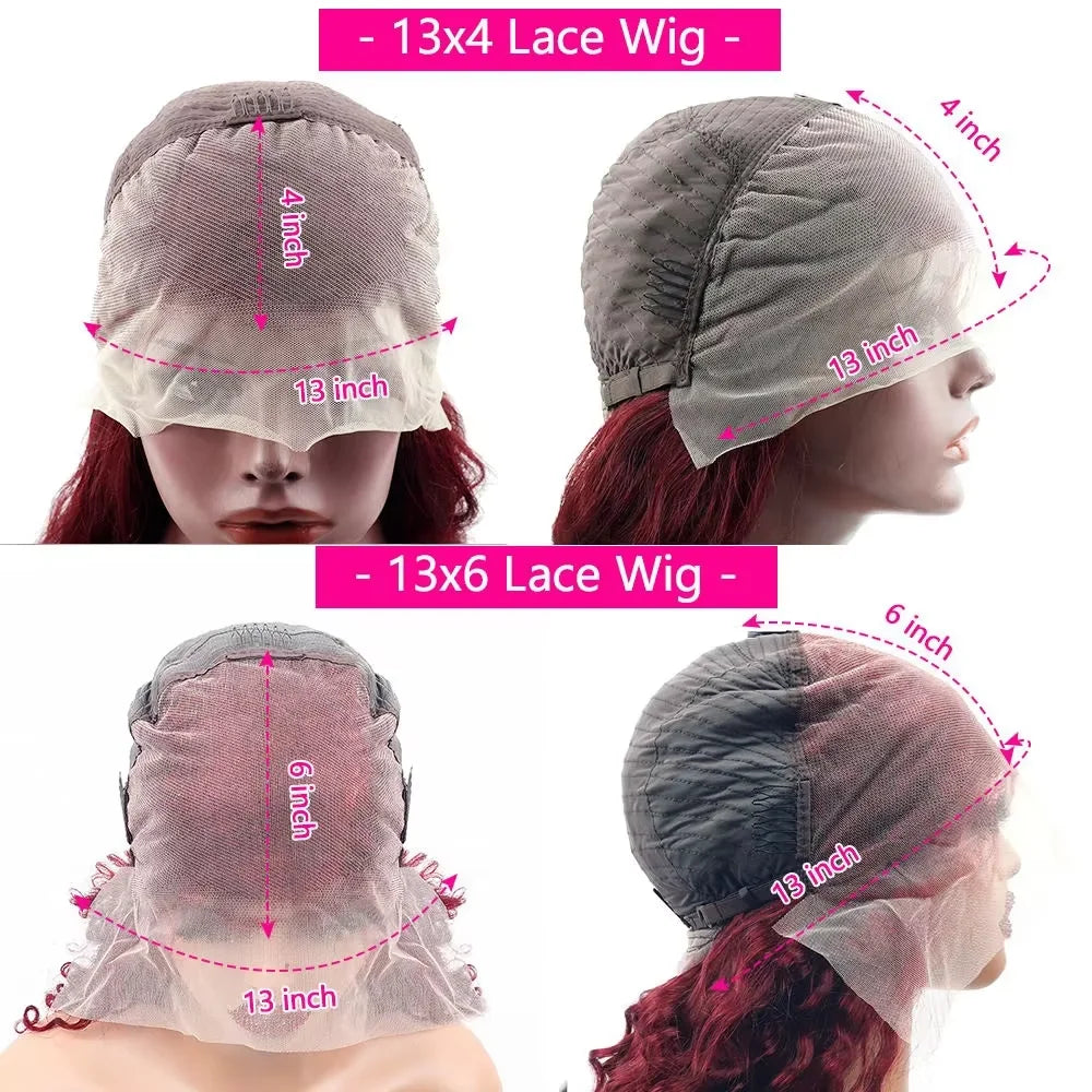 30Inch Burgundy Bone Straight 99J Colored 13x4 Lace Front Wig Human Hair 13x6 HD Transparent Lace Frontal Wigs For Women