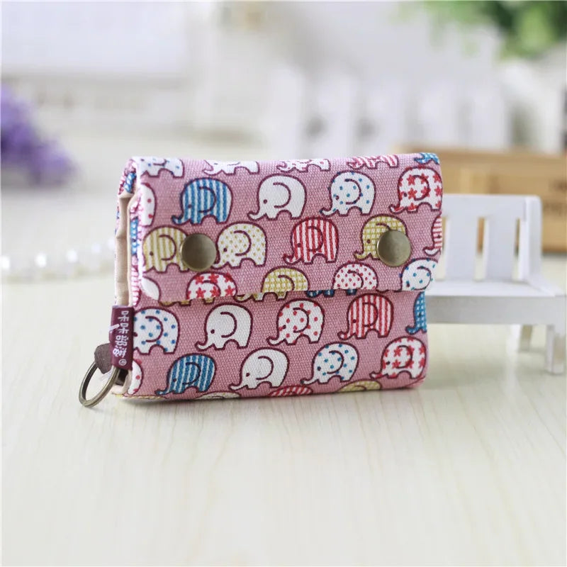 1pcs New Canvas Cartoon Totoro Cat Printed Flower Dog Women Short Wallet Cute Mini Money Key Bag Coin Pocket Purse for Children