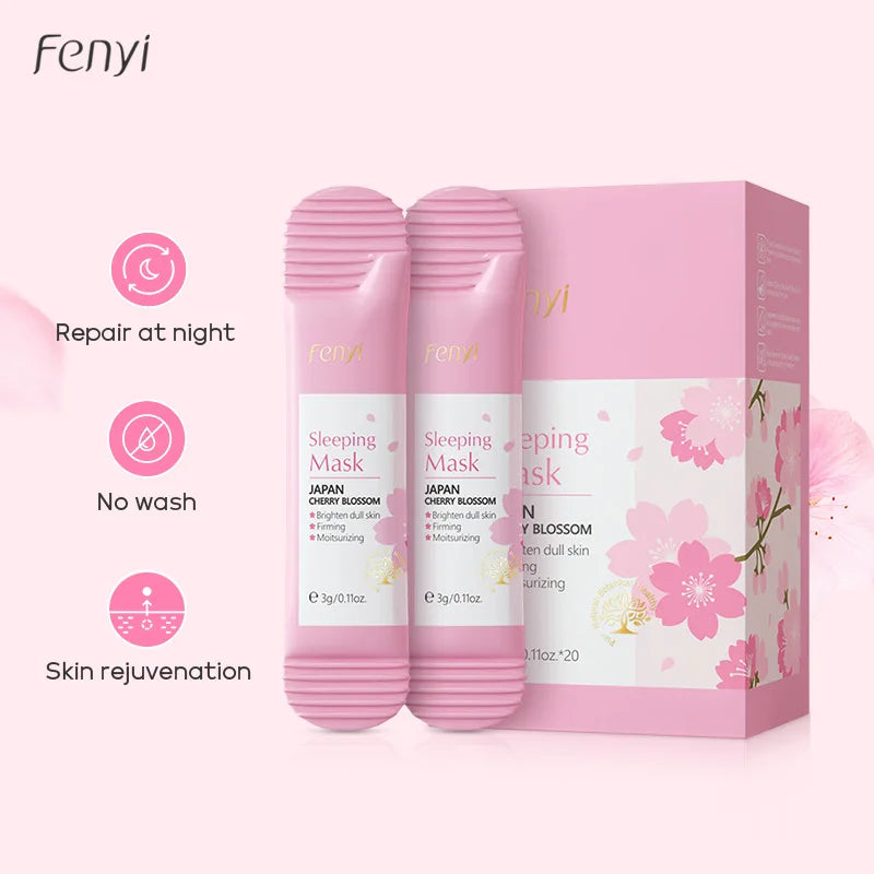 100pcs Sakura Moisturizing Sleeping Masks Travel Night Cream Facial Nourishing Improve Roughness & Dryness Skin Care Products