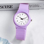 Casual Exam Watch Silicone Strap Simple Women Watch Student Ladies Quartz Wristwatch Waterproof Round Small Dial Clock for Girls