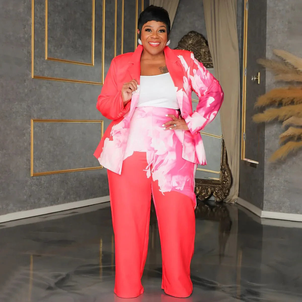 2 Piece Women Sets 2024 New Arrival Plus Size Autumn Winter Matching Two Pieces Sets Blazers Top Pants Suits Outfits Clothing