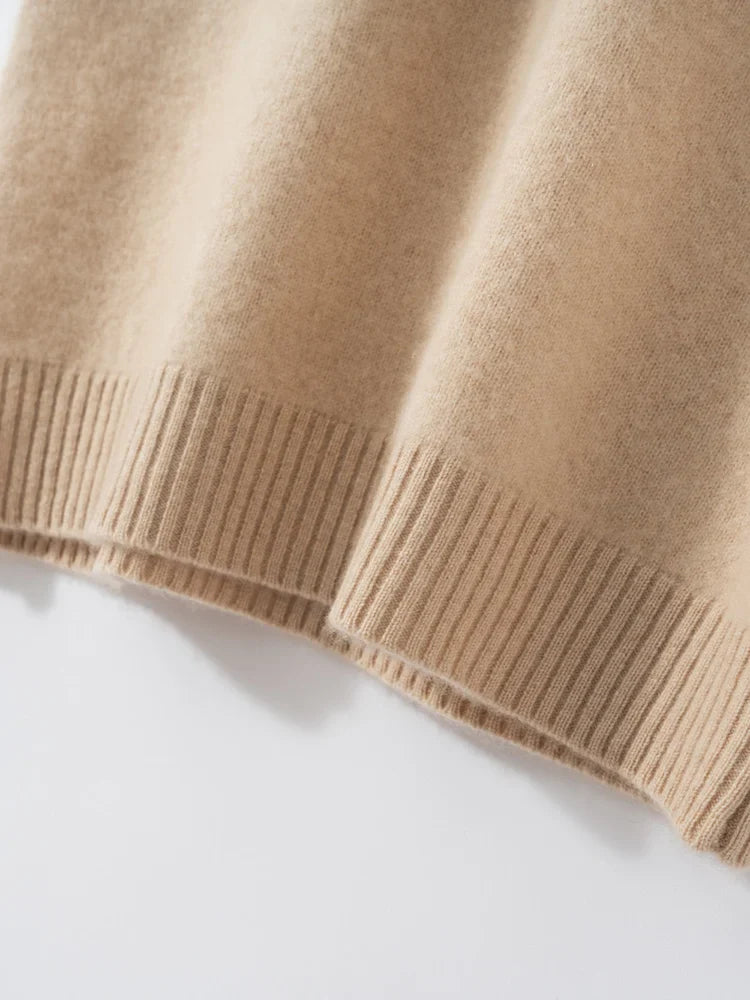 100% Cashmere Sweater Long Dress New Women High Turn-down Collar Pullover  Soft Cosy Autumn Winter Casual Solid Knitwear Dress