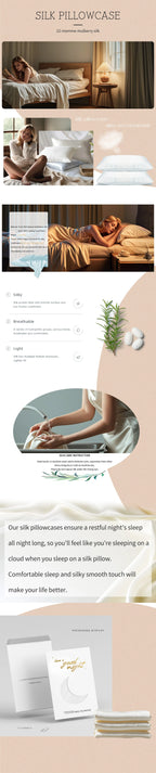 22 Momme 100% Natural Mulberry Silk Pillowcase With OEKO-TEX Front in Real Silk & Back in Lenzing Tencel Fabric,Silk Pillow Case