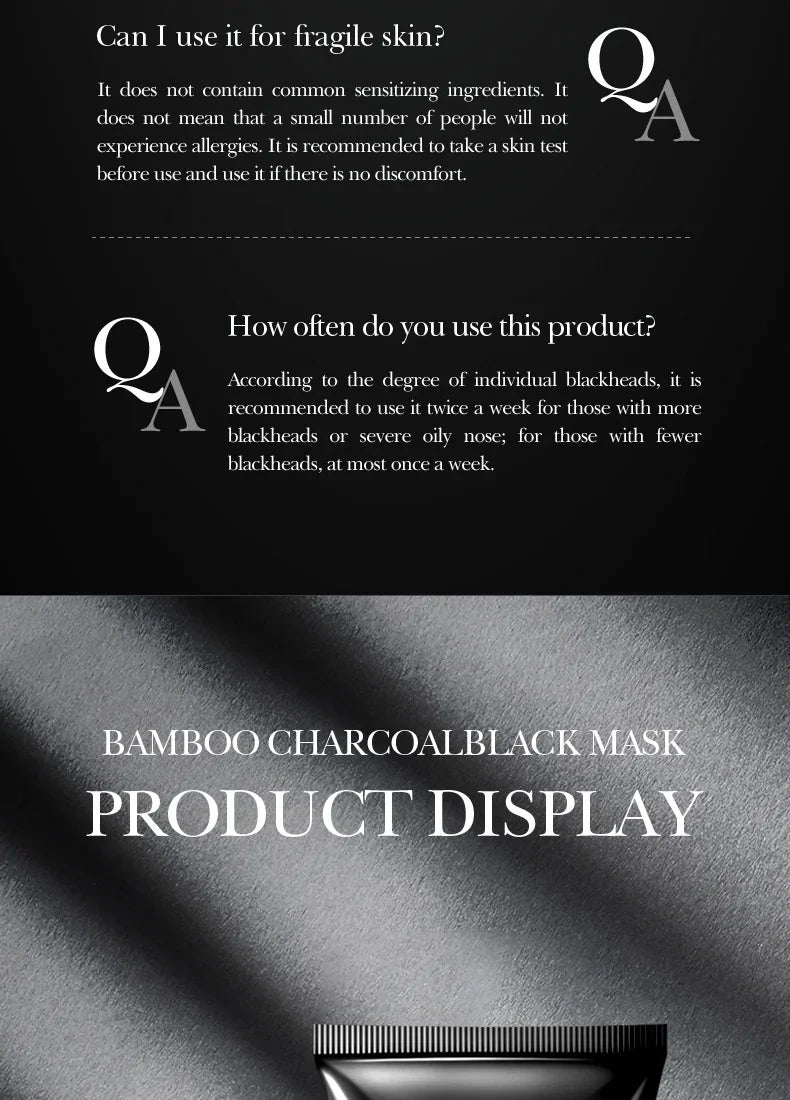 Blackhead Remover Mask Bamboo Charcoal Shrink Pores Acne Black Head Removal Cream Nose Cleansing Black Peel Off Masks Skin Care