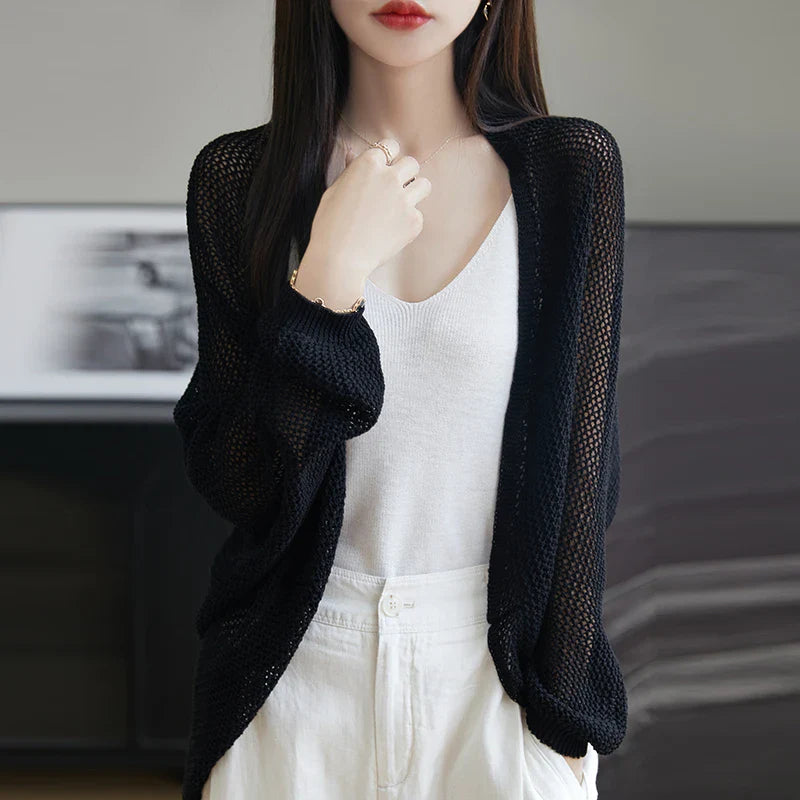 2025 New Hollow Out Loose Knit Cardigan Women Openwork Linen Shawl Summer Kimono Style Unique Cape Shawl Sweater Shrug Top