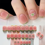 24PCS/SET Cold Black Chess Board Wearing Fake Nails Finished Product Long Full Coverage Acrylic Removable Press on Nails Art Tip