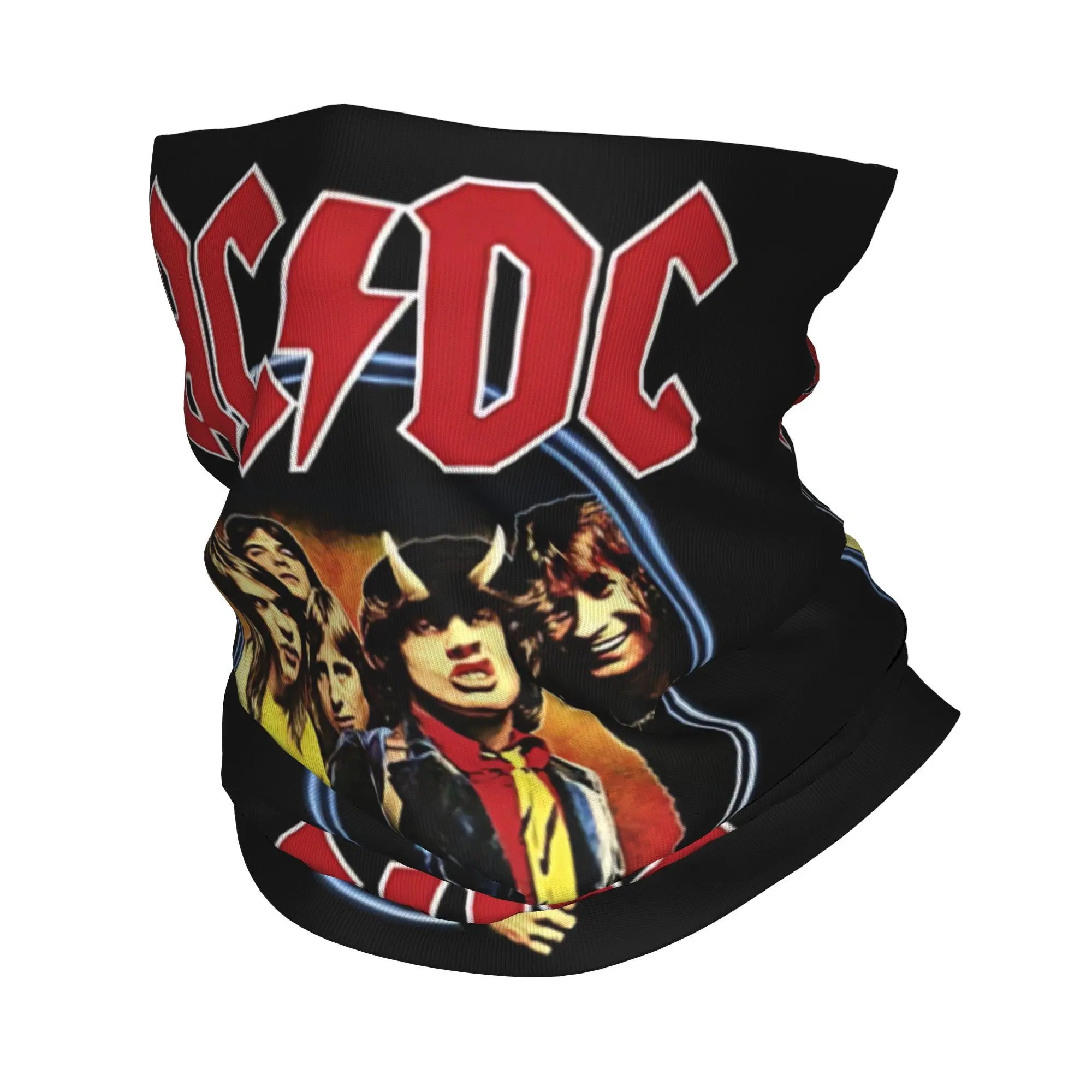 Custom Black AC DC Logo Camouflage Heavy Metal Band Bandana Neck Warmer Women Men Winter Hiking Ski Scarf Gaiter  Face Cover