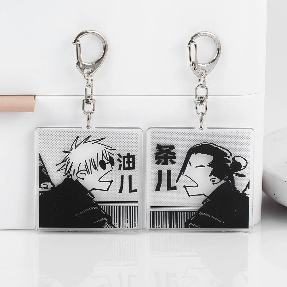 Anime Japanese Cartoon Satoru Gojo Geto Suguru Key Chain Cute Bag Backpack Pendant Acrylic Couple Keychains Jewelry Accessories