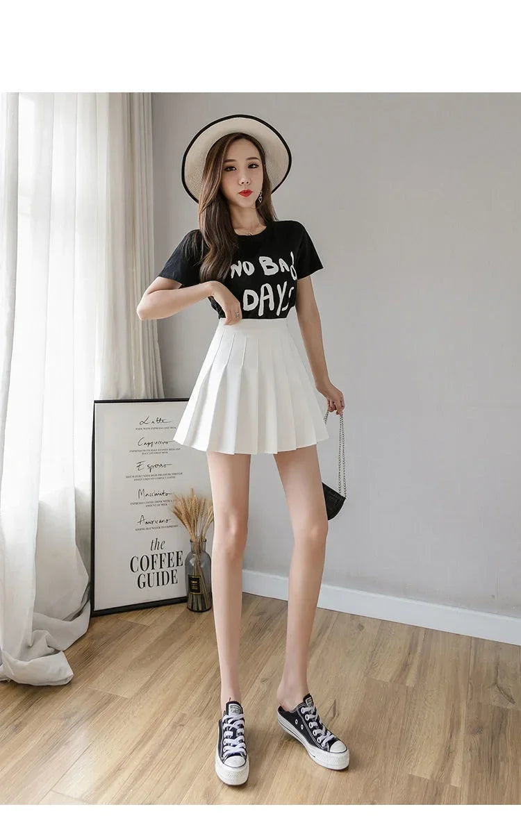 2024 Summer New High Waist Slimming Solid Color A-line Skirt Women's Fashion Sports Tennis Badminton Academy Style pleated skirt