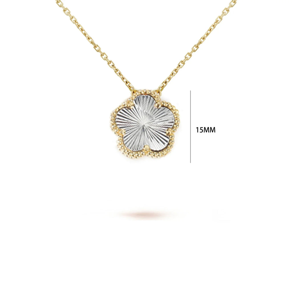 7 colors classic simple five-leaf flower pendant necklace natural stones clover Choker Chain for women party daily wear jewelry