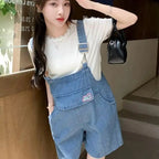 Denim Jumpsuit Rabbit Ears Cute Girl Chic Wide Legs High Waist Loose Korean Japan High Street Solid Jump Suits Women