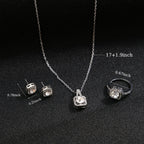 3Pcs/set Fashion Square Zircon Necklace Earrings Ring For Women Luxury Wedding Engagement Jewelry Shining Party Jewelry Gifts