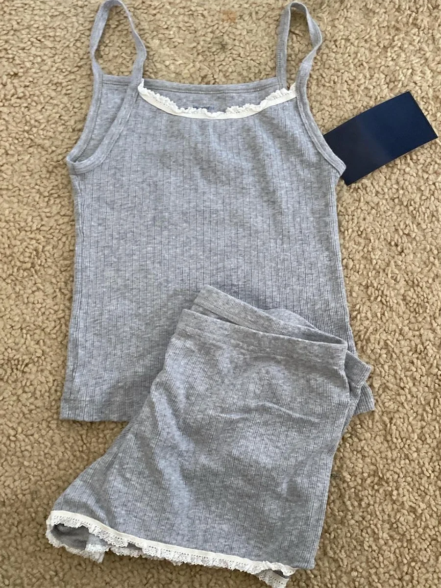 Blue Striped Tank Shorts Pajama Set Women Summer Sleeveless Crop Top+Elastic Waist Straight Short Pant Cotton Home 2 Piece Sets