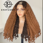 Afro Kinky Straight V Part Wigs with Bouncy Curls Short Synthetic Glueless Wigs for Black Women No Leave Out Clip in Half Wigs