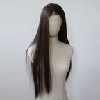 13*4 Dark Brown Synthetic Lace Front Wigs Chocolate Brown Long Straight Lace Front Wig for Women Pre Plucked Natural Hairline