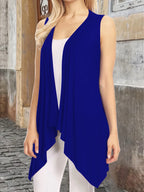Elegant Sleeveless Open Front Cardigan Vest for Women - Plus Size Lightweight Draped Long Vest