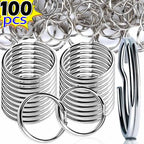 20/100pcs Stainless Steel Polished Key Ring Key Chain 25mm Round Flat Round Split Keychain Metal Blank Circle For DIY Findings