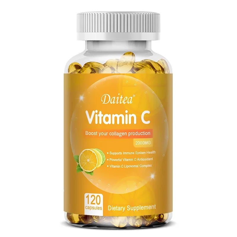 Daitea Vitamin C Capsules 2000 mg Nutritional Supplement - Antioxidants promote skin, hair, nails and immune health