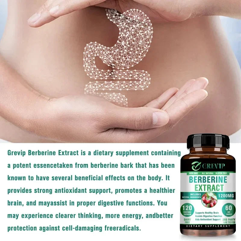 Berberine Extract - Supports Digestive System, Antioxidant, Enhances Cognitive Processes