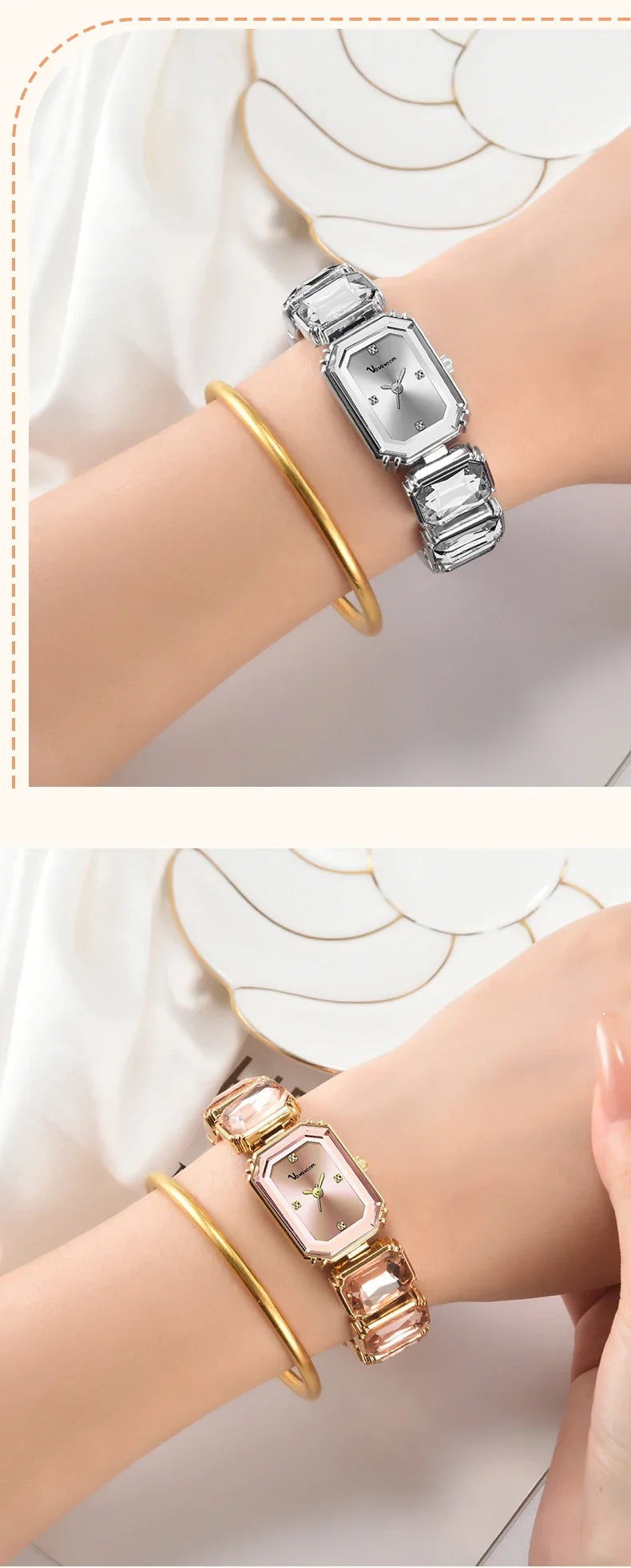 2025 New Women Watches Luxury Diamond Square Quartz Movement Stainless Steel Mesh Belt Original Gold Fashion Dress Women's Watch