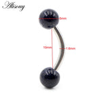 Alisouy 2PCS 14G Stainess Steel 5mm Stone Ball Eyebrow Curved Barbell Lip Ring Snug Daith Helix Earrings Body Piercing Jewelry