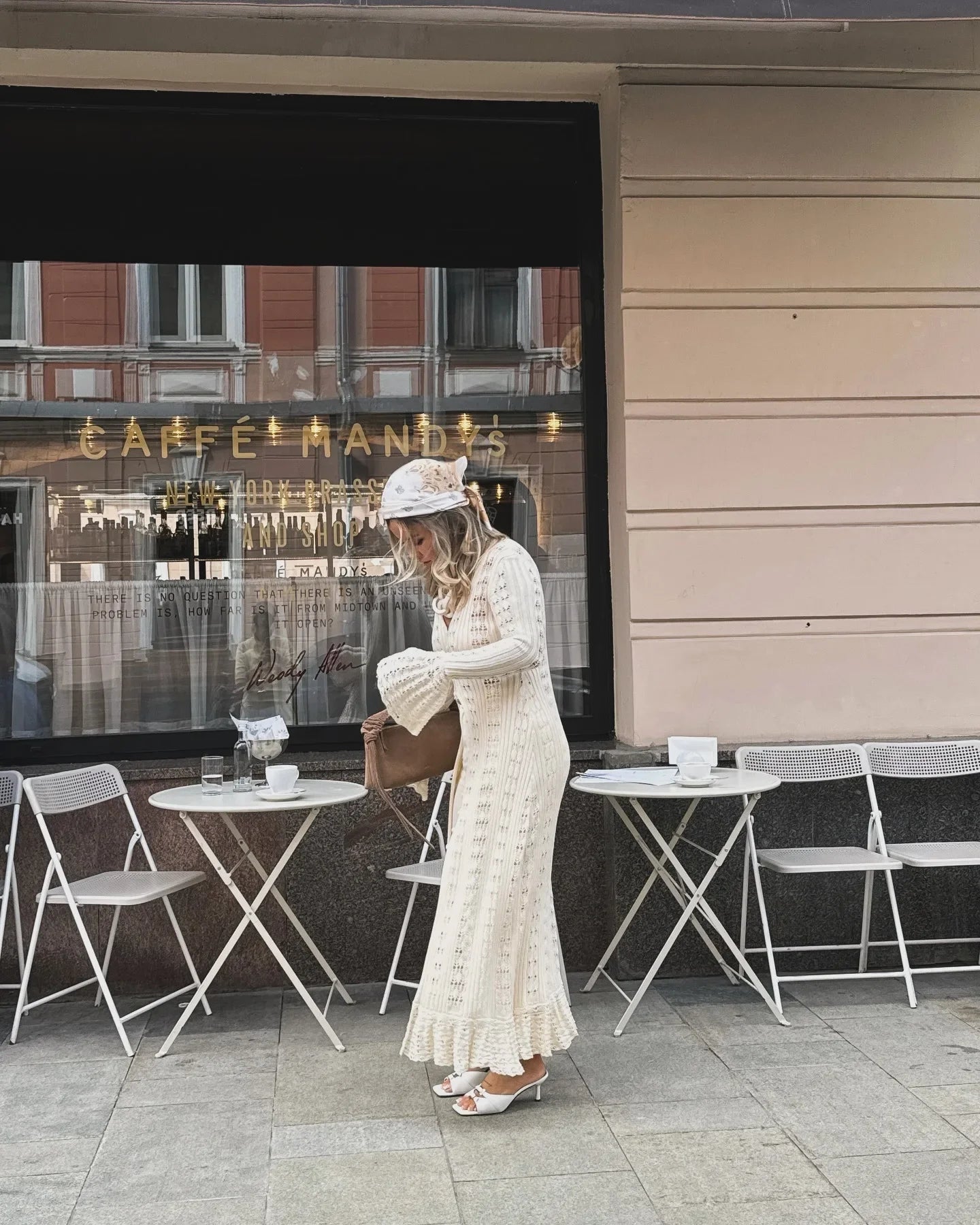 DSMTRC 2025 Holiday Knitted See-throught Cardigan Dress V Neck Long Flare Sleeves Leisure Long Trendy Single Breasted Autumn