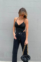 2023 Women Sexy Retro Crop Tops Purple Halter Backless Corset Tops Summer Sleeveless Tie Up Camisoles Wrap Bust Vest Y2k Clothes