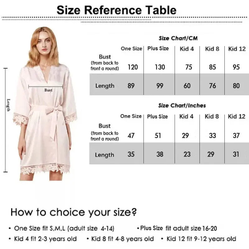 Customized Summer Lace Sleepwear Bride&Bridemaid Wedding Robe Personalized Gown Champagne Kimono Silk Bathrobe Satin Night Dress