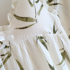 2025 Summer New Women's Two Piece Set of 100% Pure Cotton Crepe Cloth with Chest Cushion Sleepwear Sweet and Cute Home Fury