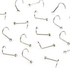 20pcs/lot Stainless Steel Crystal Rhinestone Nose Studs Hooks Bar Pin Nose Rings Body Piercing Jewelry For Women