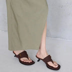 2025 New French Small Cool Drag Square Toe Flip Flops Stiletto Slippers for Women