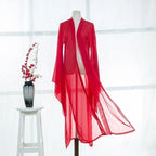 2025 new summer women long chiffon Cardigan sunscreen three quarter sleeve black blue white fashion thin cardigan