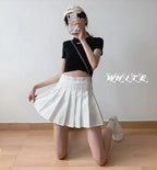2024 Summer New High Waist Slimming Solid Color A-line Skirt Women's Fashion Sports Tennis Badminton Academy Style pleated skirt