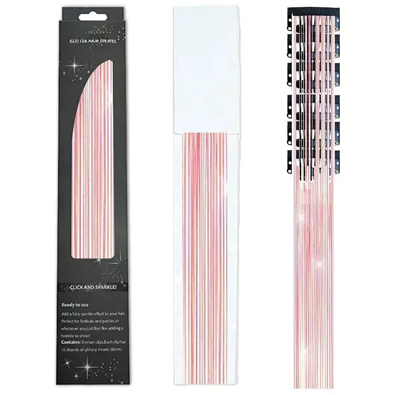 6-Piece Set BB Clip Tinsel Hair Metal Laser Gold Thread PET Laser Thread Highlighting Cross-Border Hair Accessories