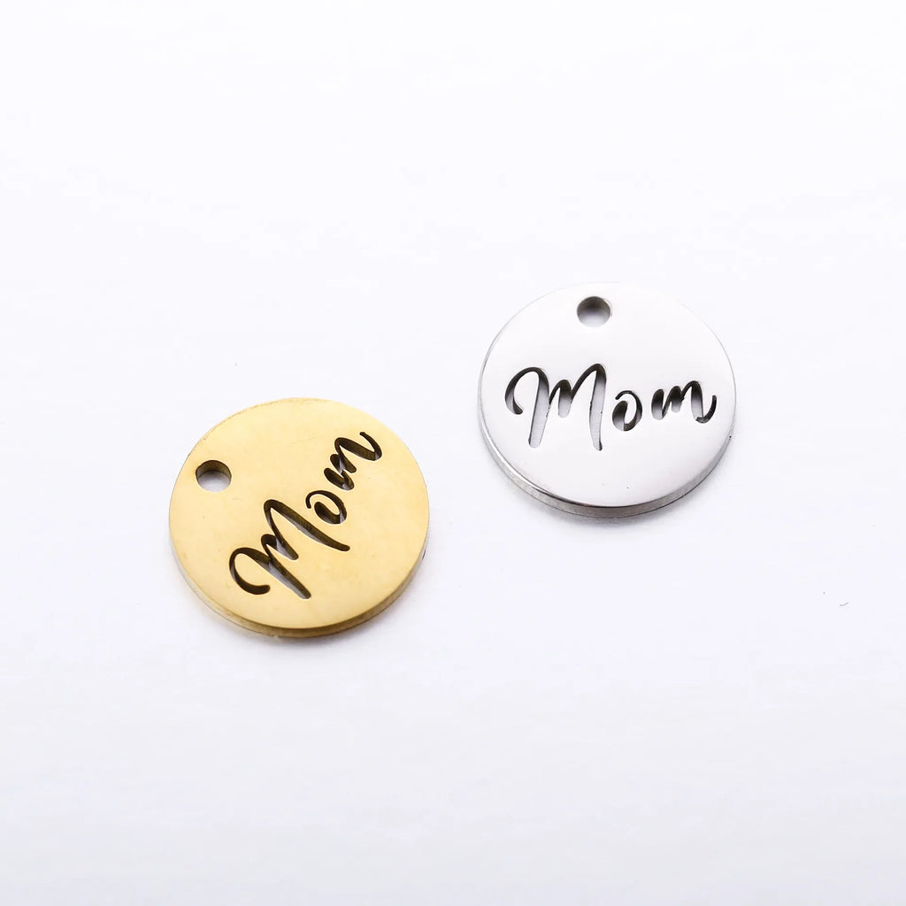 5pcs/Lot Making Mother's Day Unique Gift Pendants Stainless Steel Hollow Mom Letter Charms For Necklace Bracelet Accessories DIY
