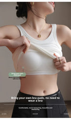 2025 Summer Women Strappy Tank Top Built-in Bra Seamless Wirefree Push Up Y2K Fashion Tube Top Innerwear Outerwear Hot Selling