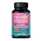 Collagen Peptides Types I, II, III, V & X, Biotin Keratin Hyaluronic Acid MSM Vitamins - Skin, Nails & Joint Health, Anti-Aging
