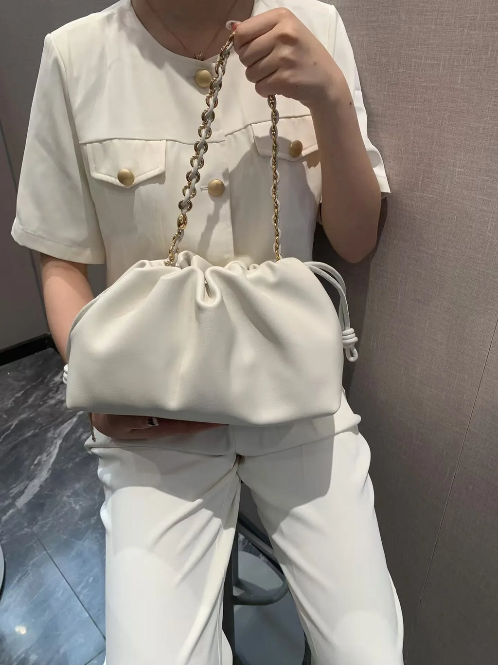 Brand Design Fashion High-grade Texture Leather Cloud Bag Luxury Ladies High Quality Cowhide  Shoulder Crossbody Bags For Women