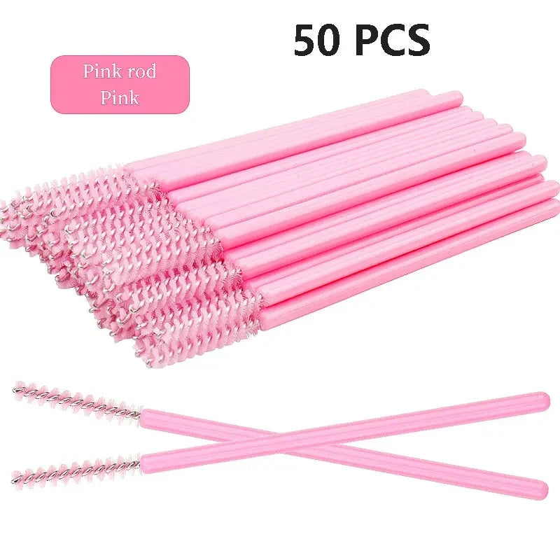 50pcs Grafted eyelashes Single color disposable eyelash brush Spiral eye Makeup Eyelash curler makeup brush cosmetic tools