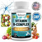 B Vitamins, Folic Acid & Vitamin C Supplement, Immune System Support, Nerve Health & Metabolism, Mood Support 120 Capsules