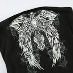 CIBBAR Gothic Print Black Tube Top Women Strapless Skinny Cropped Tops Summer Casual Chic Graphic Tees y2k Streetwear Vest Basic