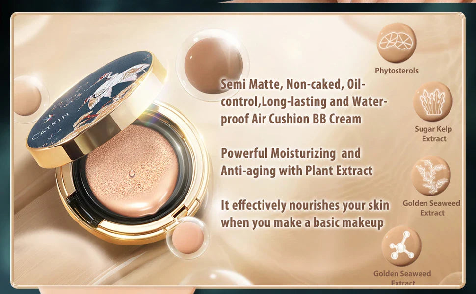 Catkin Phoenix Cushion Foundation Full Coverage, Sheer Satin Finish, Refill Included, Light Beige